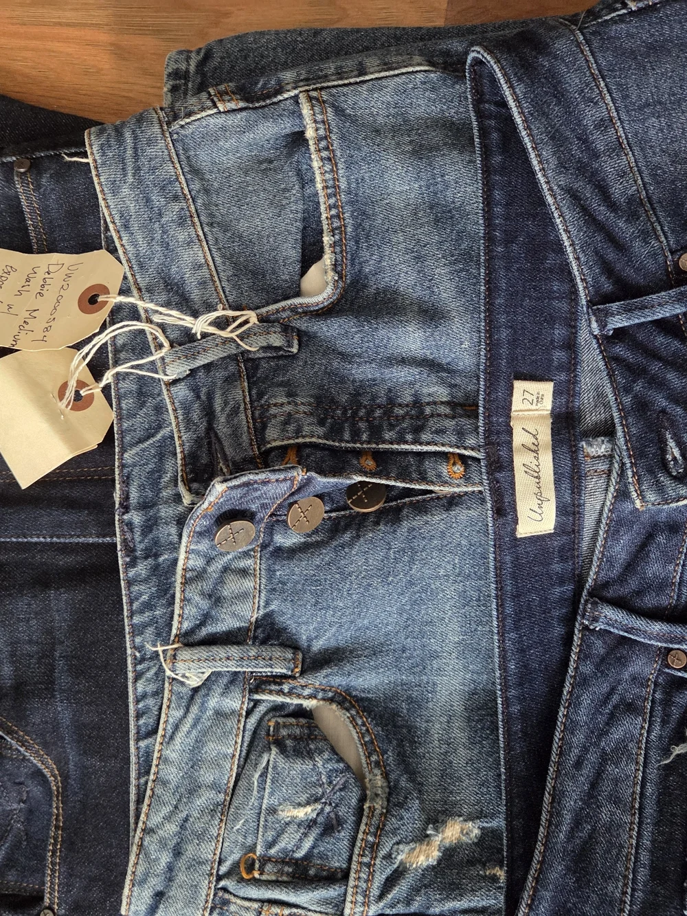 Lot of 9 Unpublished Sample Jeans Women's Denim Factory Samples Size Unknown